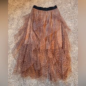 NWT - ODDY Leopard Print tule Skirt - Brown and Black